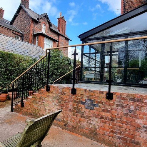 Glass Balustrade & Iroko Handrails, Timperley, Manchester Glass Balustrade & Iroko Handrails, Timperley, Manchester